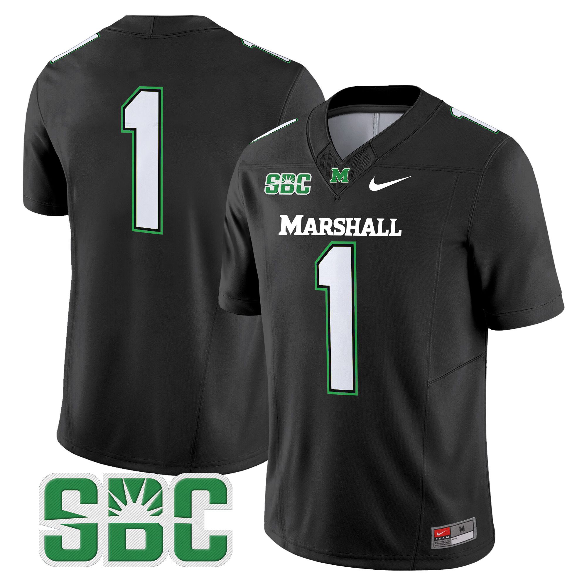 Men Marshall Thundering Herd #1 No Name Black Nike 2024 Vapor Limited NCAA Jersey style 1